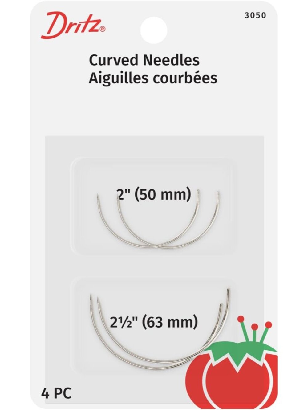 3050 Quilter's Curved Hand Needles, 2-Inch & 2-1/2-Inch, Nickel 4-Count